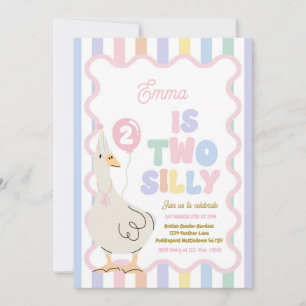 Two Silly Goose 2nd Birthday Party Spring Birthday Invitation