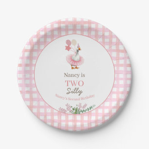 Two Silly Goose 2nd Birthday Pink  Paper Plate
