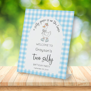 Two Silly Goose Blue 2nd Birthday Welcome Sign