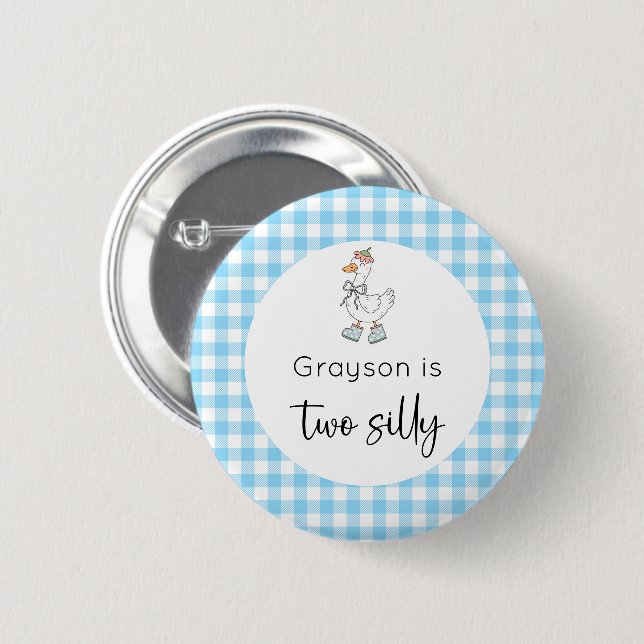 Two Silly Goose Blue Birthday 6 Cm Round Badge (Front & Back)
