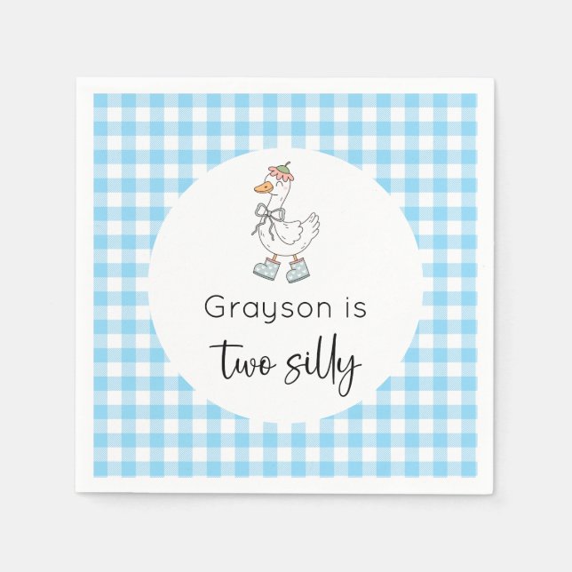 Two Silly Goose Blue Birthday Napkin (Front)