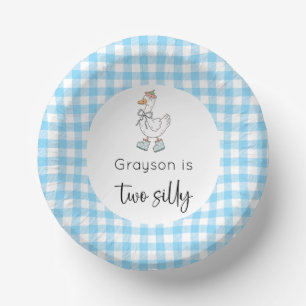 Two Silly Goose Blue Birthday Paper Plate