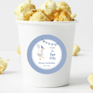 Two Silly Goose Blue Boy 2nd Birthday Classic Round Sticker