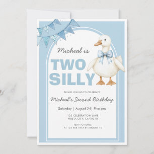 Two Silly Goose Blue Boy Second Birthday Invitation