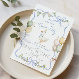 Two Silly Goose Boy 2nd Birthday Invitation