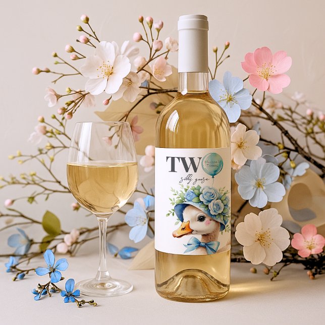 Two Silly Goose Boy Birthday  Wine Label (Creator Uploaded)