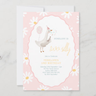 Two Silly Goose Daisy Girl 2nd Birthday Invitation