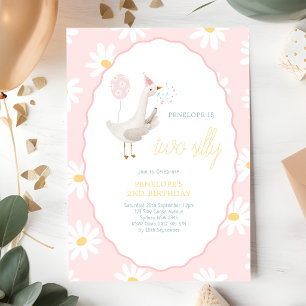 Two Silly Goose Daisy Girl 2nd Birthday Invitation