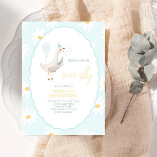 Two Silly Goose Daisy Girl 2nd Birthday Invitation