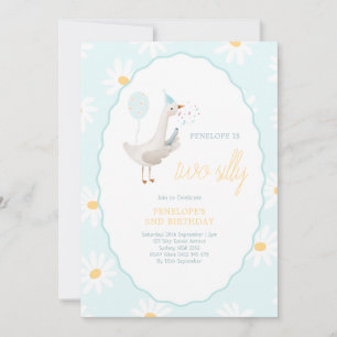 Two Silly Goose Daisy Girl 2nd Birthday Invitation