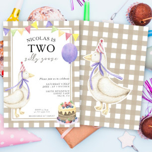 Two Silly Goose Gender Neutral Birthday Invitation