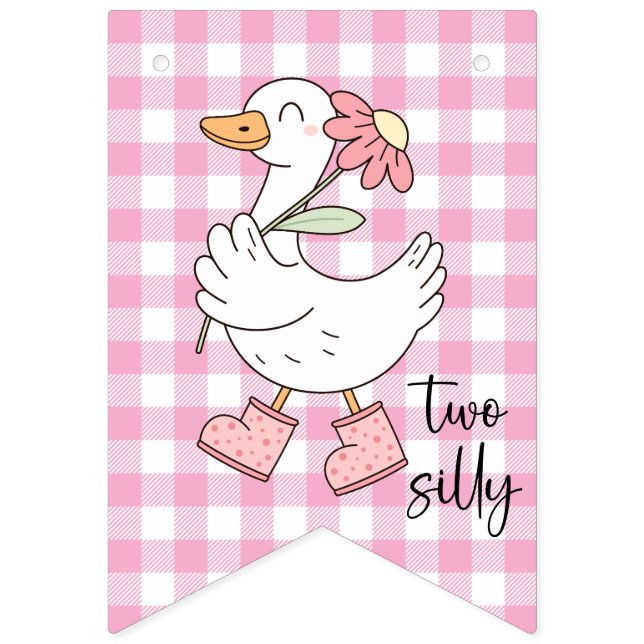 Two Silly Goose Pink Birthday Banner (Seventh Flag)