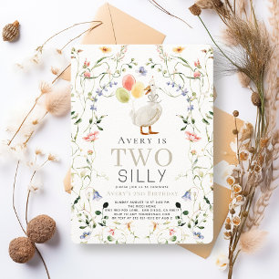 Two Silly Goose Wildflower Floral 2nd Birthday Invitation