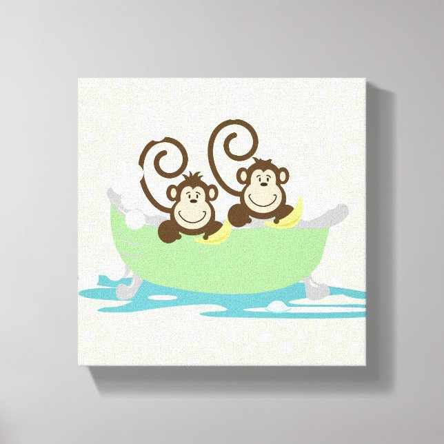 Two Silly Monkeys in a Tub Canvas Art Print (Front)