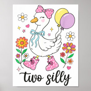 Two silly second birthday goose 2nd birthday poster