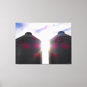 Two Silos at Sunrise Canvas Print
