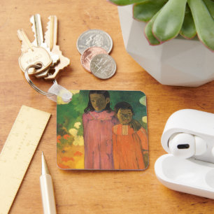 Two Sisters by Paul Gauguin, Vintage Fine Art Key Ring
