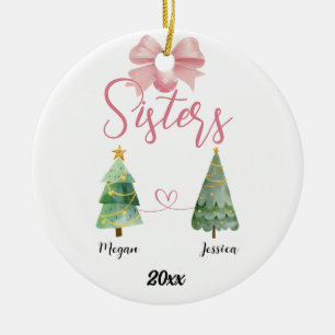 Two Sisters Christmas Tree With Custom Names Ceramic Tree Decoration