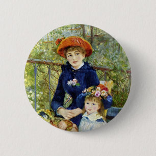 Two Sisters (On the Terrace) By Pierre Renoir 6 Cm Round Badge