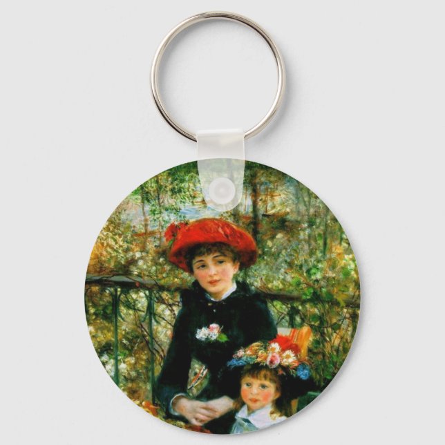 Two Sisters (On the Terrace) by Pierre Renoir Key Ring (Front)