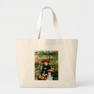 Two Sisters On the Terrace by Renoir Large Tote Bag