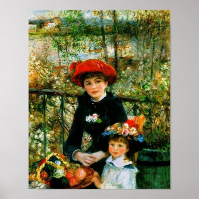 Two Sisters On the Terrace by Renoir Poster (Front)