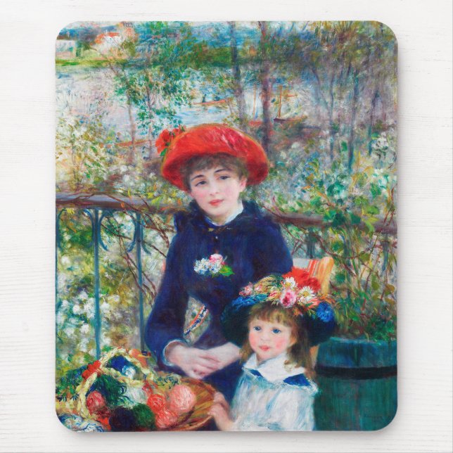 Two Sisters (On the Terrace) Pierre Auguste Renoir Mouse Pad (Front)