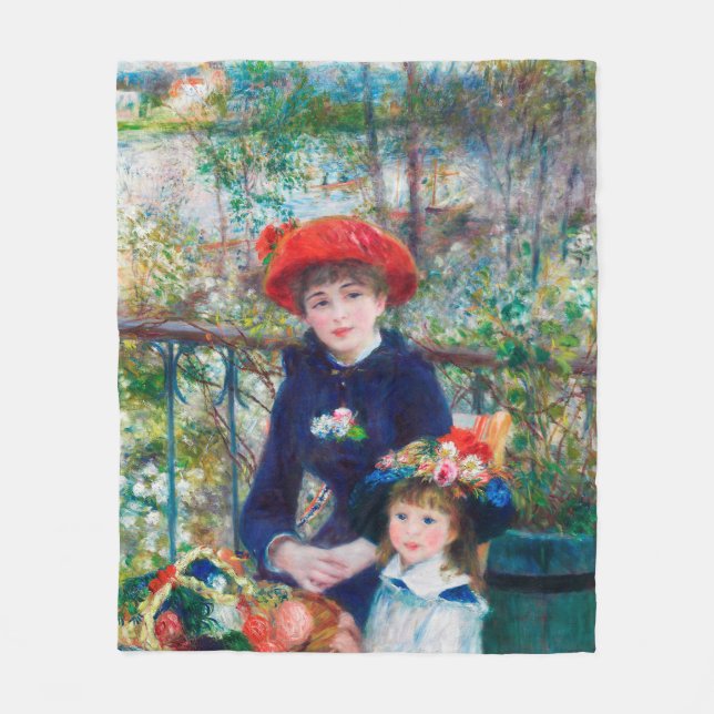 Two Sisters - Renoir Impressionist Painting Fleece Blanket (Front)