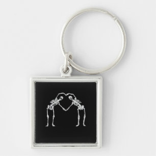 Two Skeleton Hearts Hands Classic Key Ring