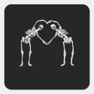 Two Skeleton Hearts Hands Classic Square Sticker