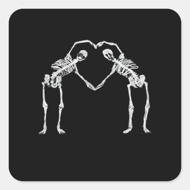 Two Skeleton Hearts Hands Classic Square Sticker (Front)