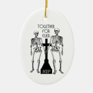 Two skeletons in love ceramic tree decoration