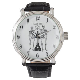Two skeletons in love watch