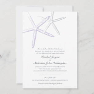 Two Skinny Starfish Lilac Grey Wedding Invitation