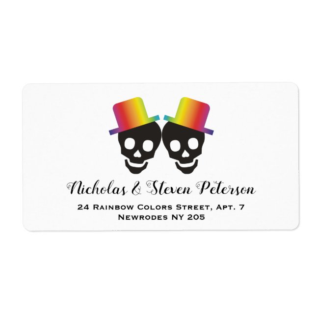 Two skull grooms rainbow colours gay wedding (Front)