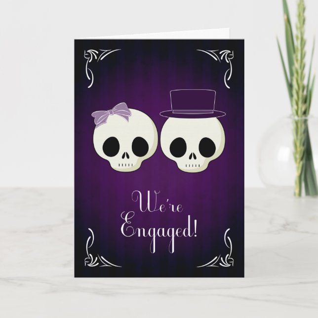 Two Skulls for Gothic Wedding Announcement (Front)