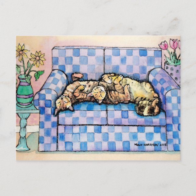 Two Sleeping Tabby Cats Postcard (Front)