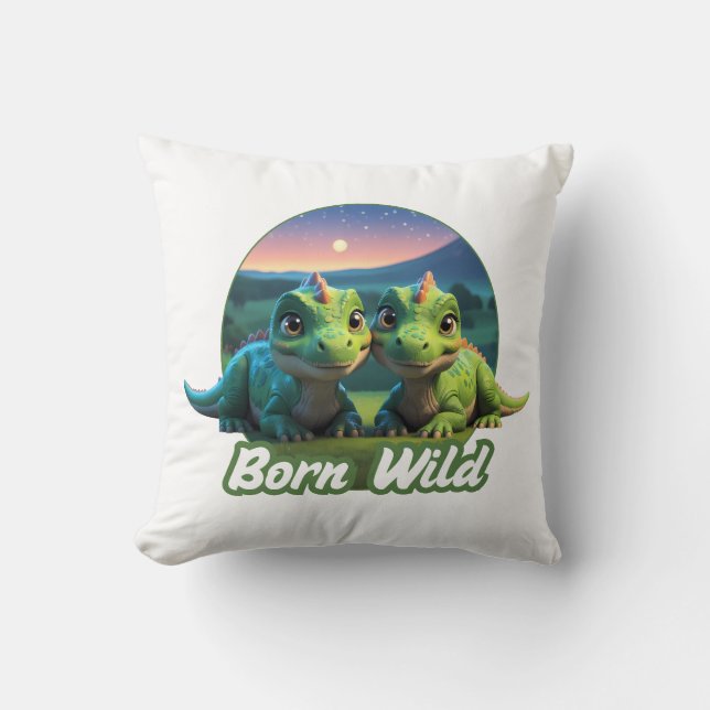 Two small diners - Born Wild Cushion (Front)