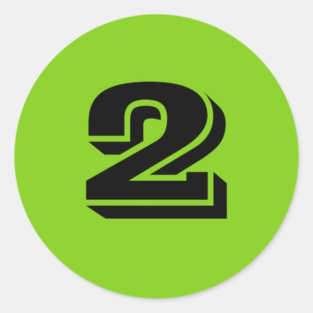 Two Small Round Green Number Stickers by Janz (Front)