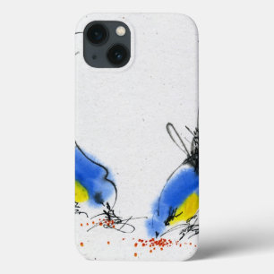 Two small titmouses pecking grain. Calligraphy iPhone 13 Case