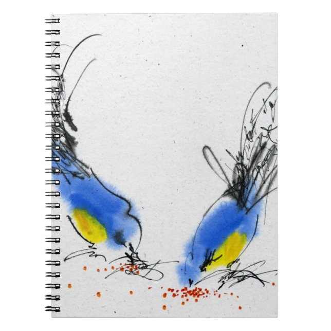 Two small titmouses pecking grain. Calligraphy Spiral Notebook (Front)