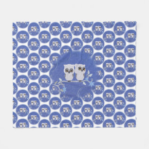Two small white owls fleece blanket