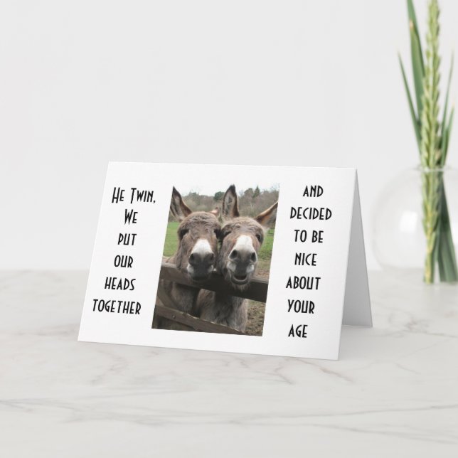 TWO SMART "A's" MAKE FUN *TWIN'S* AGE DONKEY STYLE Card (Front)