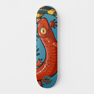 Two Smiling Friends Entwined Cartoon Salamander  Skateboard