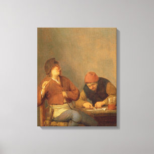 Two Smokers in an Interior, 1643 Canvas Print