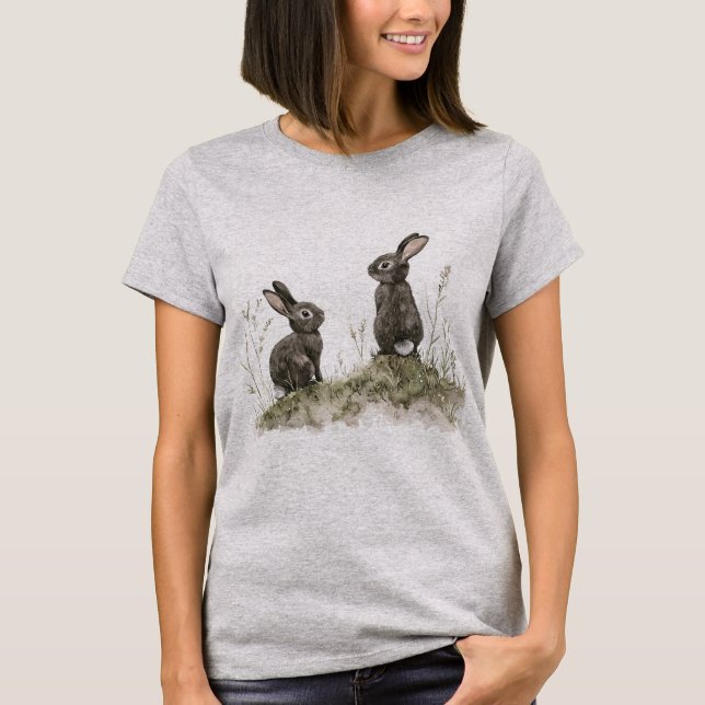 Two Smoky Grey Bunnies T-Shirt (Front)