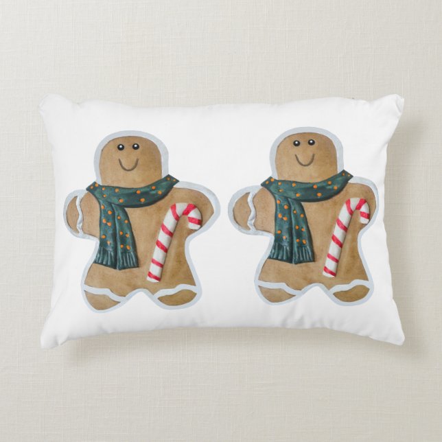 Two snowman biscuits decorative cushion (Front)