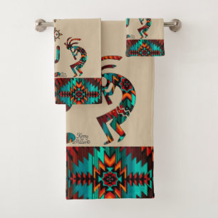 Two Southwest Kokopelli Bath Towel Set