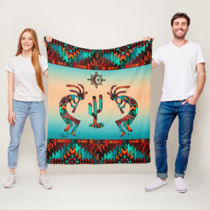 Two Southwest Kokopelli Fleece Blanket