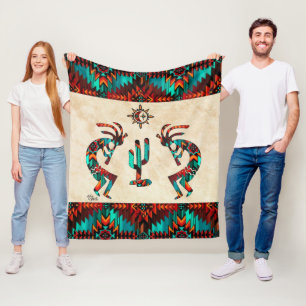 Two Southwest Kokopelli Fleece Blanket